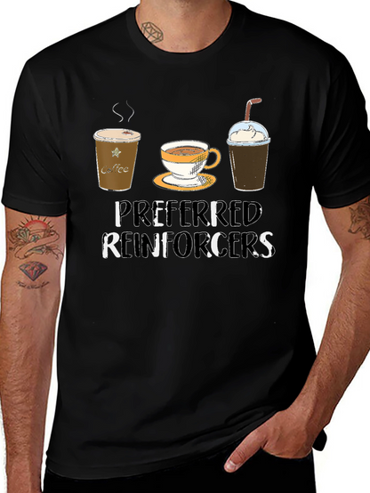 Camiseta Negra con Diseño de Café Preferred Reinforcers
