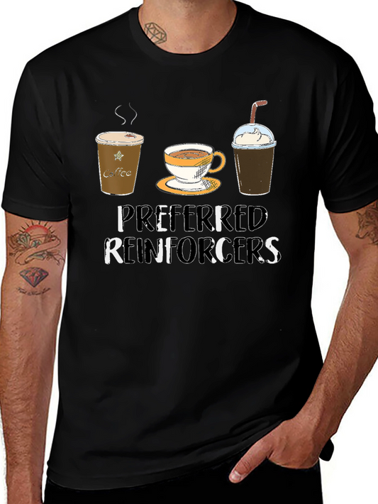 Camiseta Negra con Diseño de Café Preferred Reinforcers