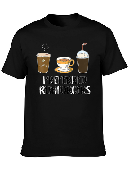 Camiseta Negra con Diseño de Café Preferred Reinforcers