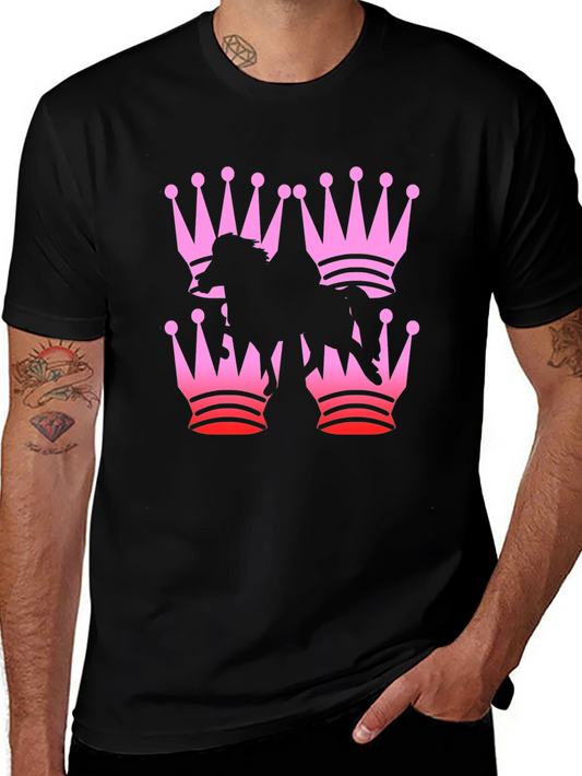 Camiseta Negra con Corona y Diseño de Caballos