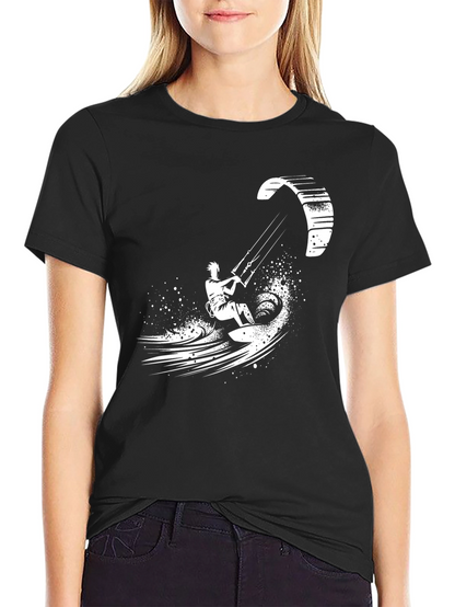 Camiseta Negra Kite Surf Estampada