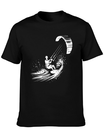 Camiseta Negra Kite Surf Estampada