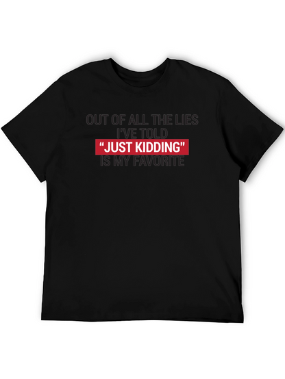 Camiseta Negra - Just Kidding Divertida y Original
