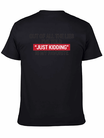 Camiseta Negra - Just Kidding Divertida y Original