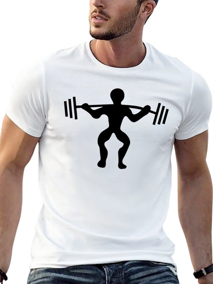 Camiseta Negra Hombre Silueta Levantamiento Pesas