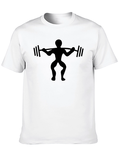 Camiseta Negra Hombre Silueta Levantamiento Pesas
