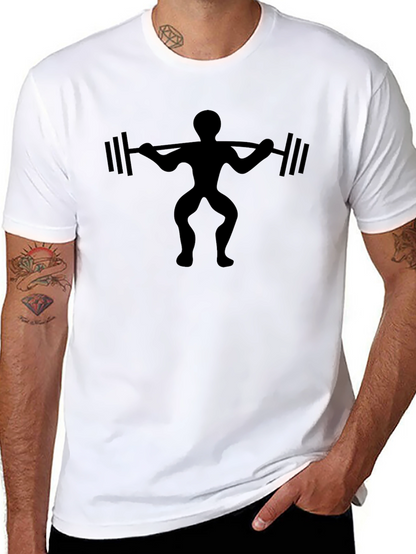 Camiseta Negra Hombre Silueta Levantamiento Pesas
