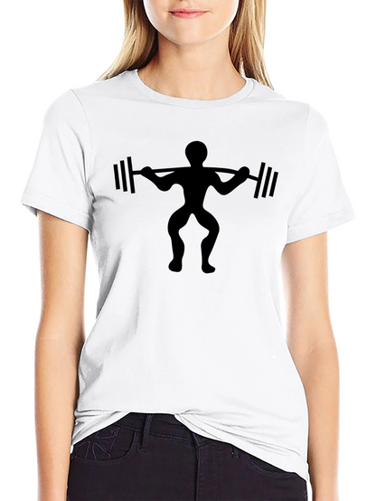 Camiseta Negra Hombre Silueta Levantamiento Pesas