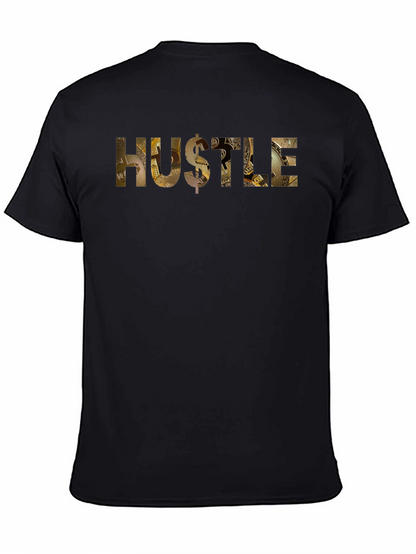Camiseta Negra Hustle Dorada para Hombre