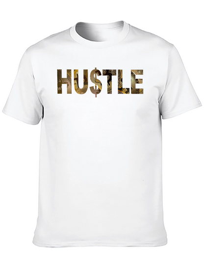 Camiseta Negra Hustle Dorada para Hombre