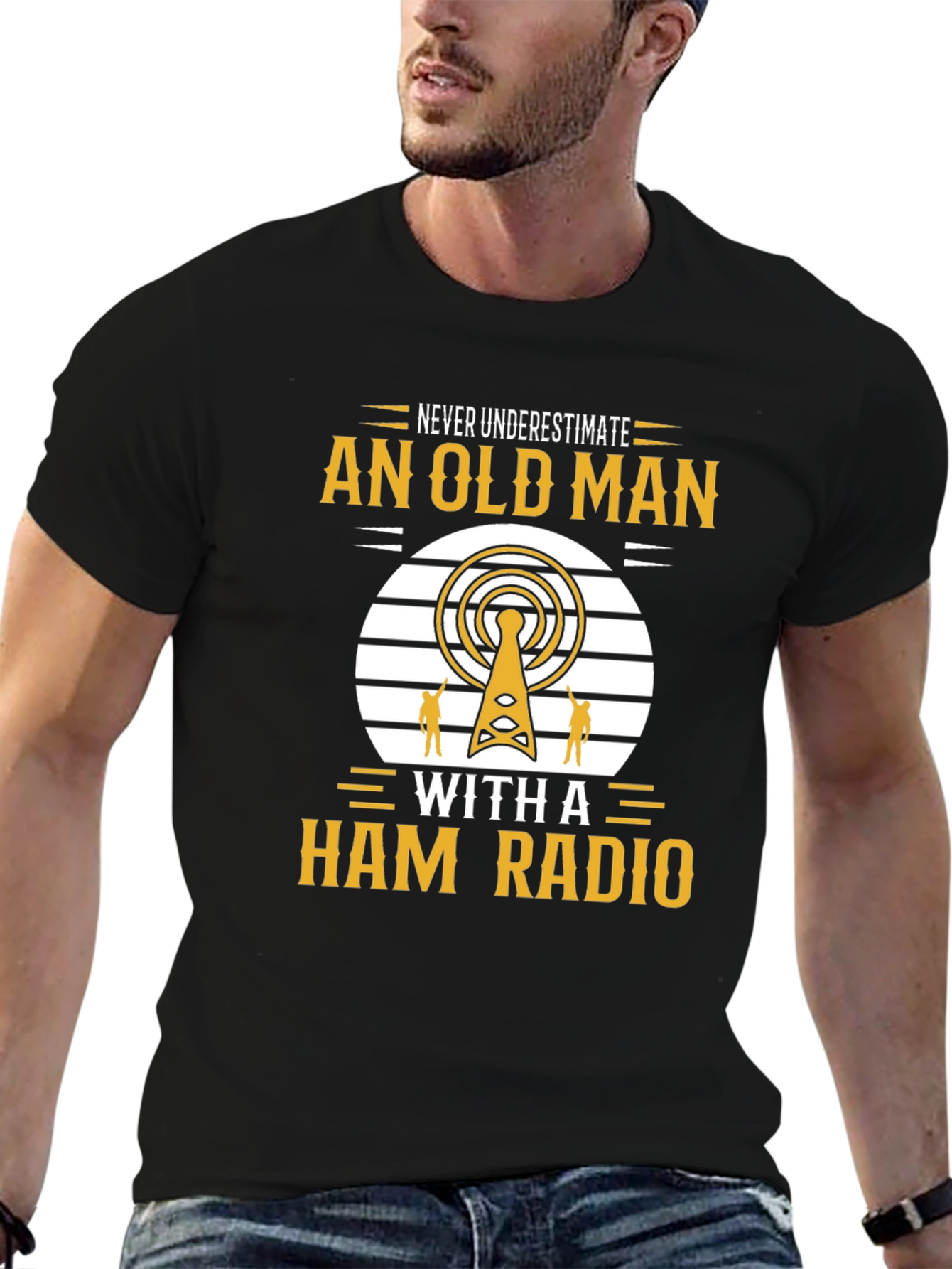 Camiseta Negra: Nunca Subestimes a un Radioaficionado