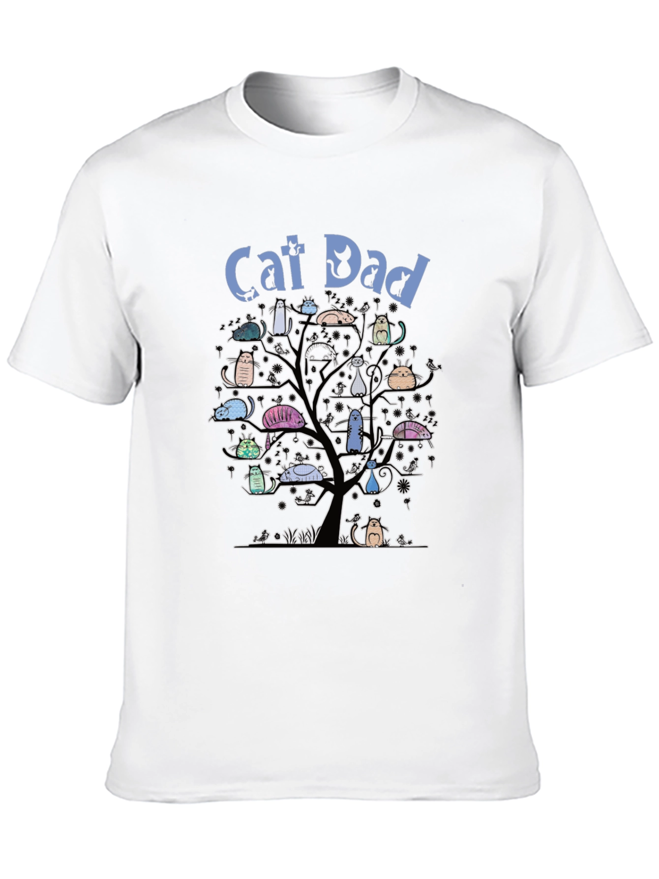 Camiseta Hombre Negra Cat Dad Árbol de Gatos