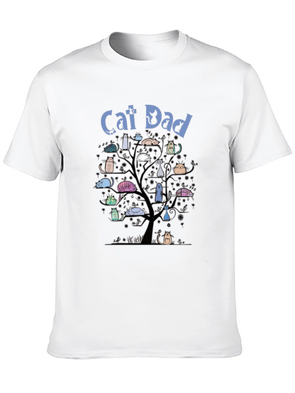 Camiseta Hombre Negra Cat Dad Árbol de Gatos