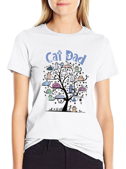 Camiseta Hombre Negra Cat Dad Árbol de Gatos