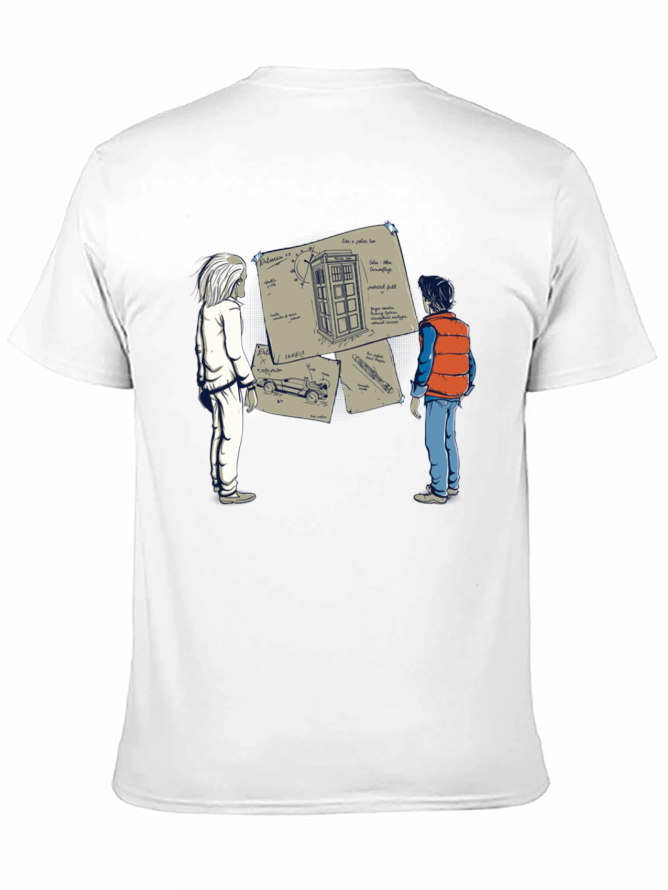 Camiseta Negra: Doc y Marty con la Tardis