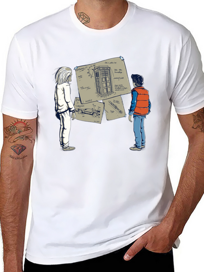 Camiseta Negra: Doc y Marty con la Tardis
