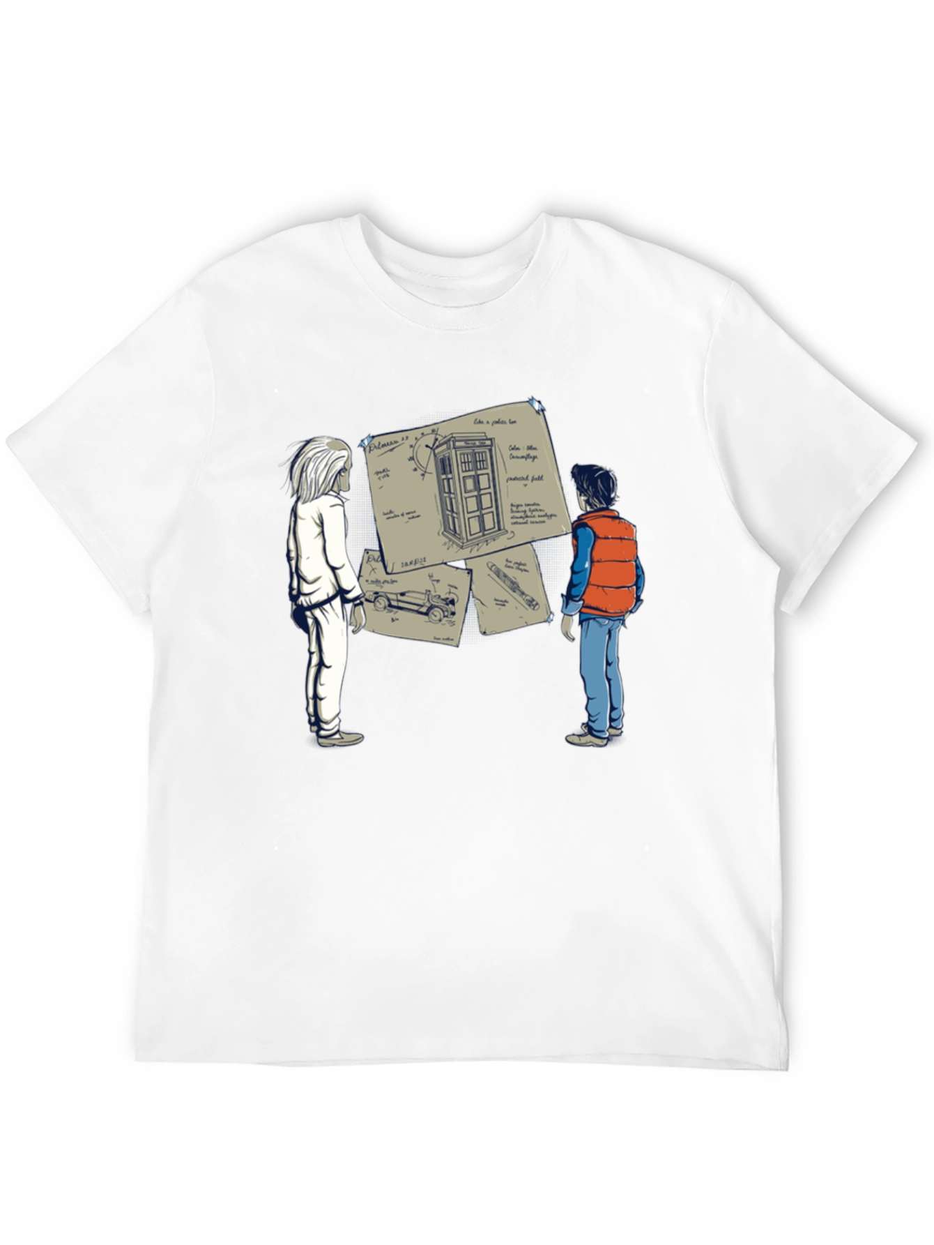 Camiseta Negra: Doc y Marty con la Tardis