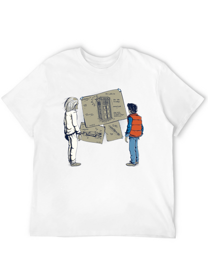 Camiseta Negra: Doc y Marty con la Tardis