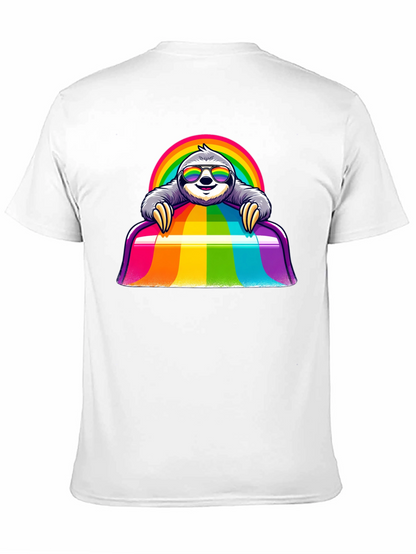 Camiseta Negra con Diseño de Perezoso Arcoíris