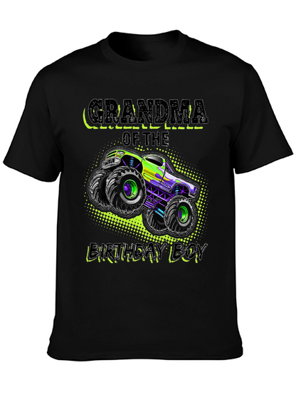 Camiseta Negra Abuela Del Cumpleañero con Monster Truck