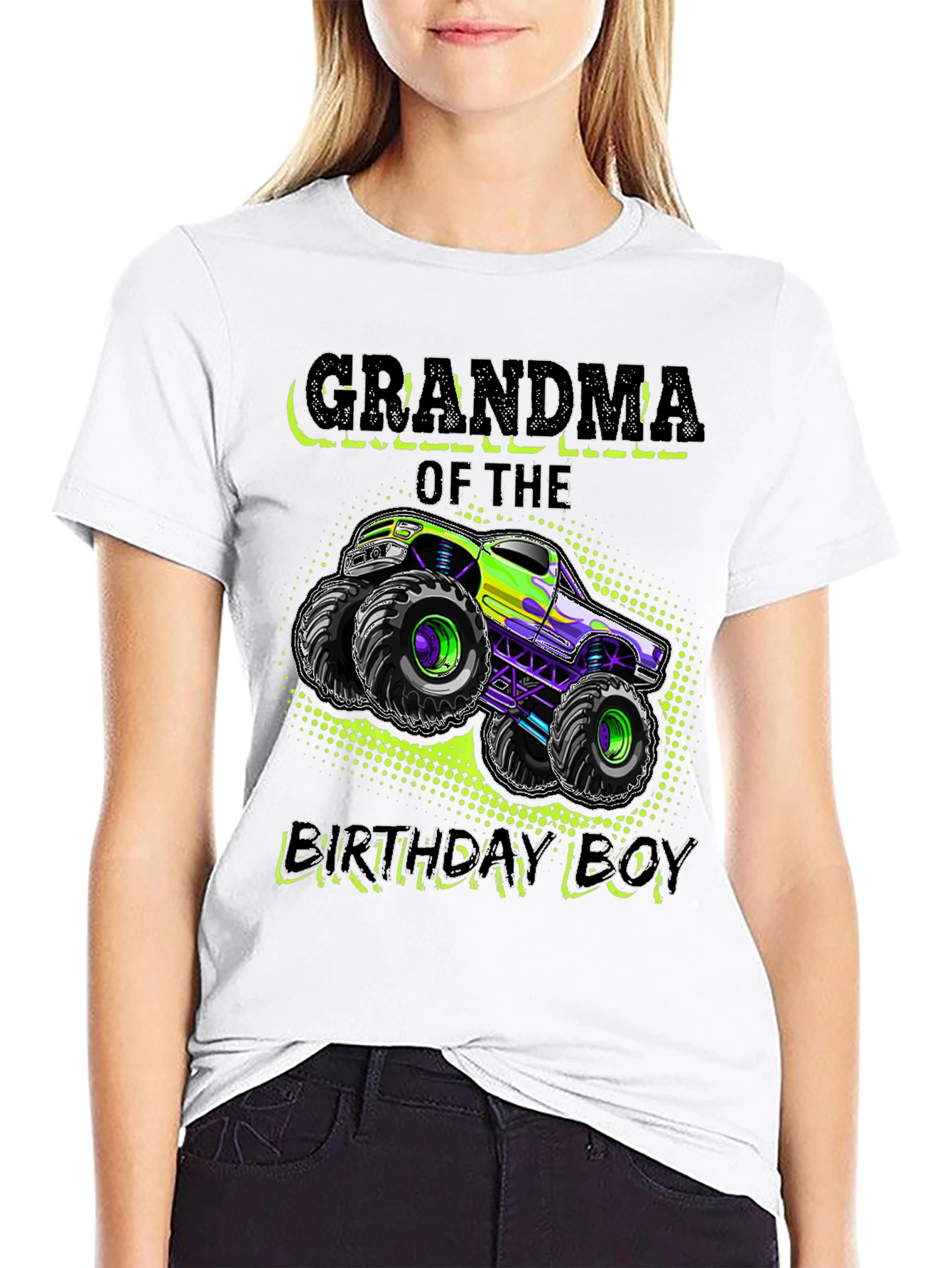 Camiseta Negra Abuela Del Cumpleañero con Monster Truck