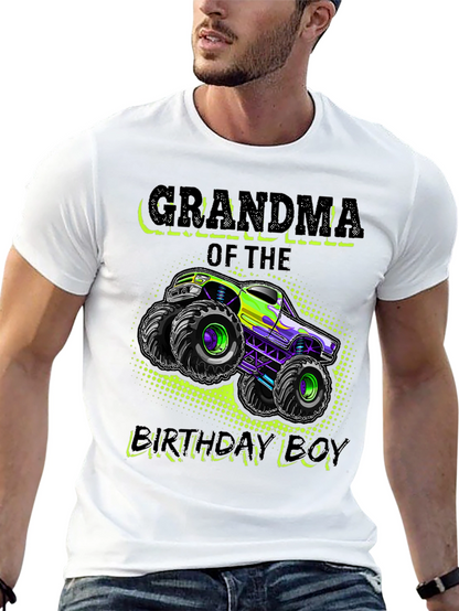 Camiseta Negra Abuela Del Cumpleañero con Monster Truck