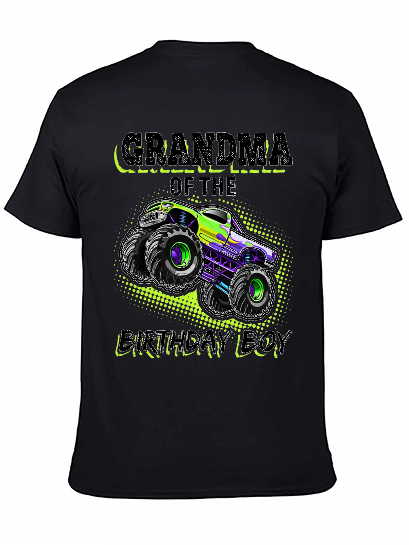 Camiseta Negra Abuela Del Cumpleañero con Monster Truck