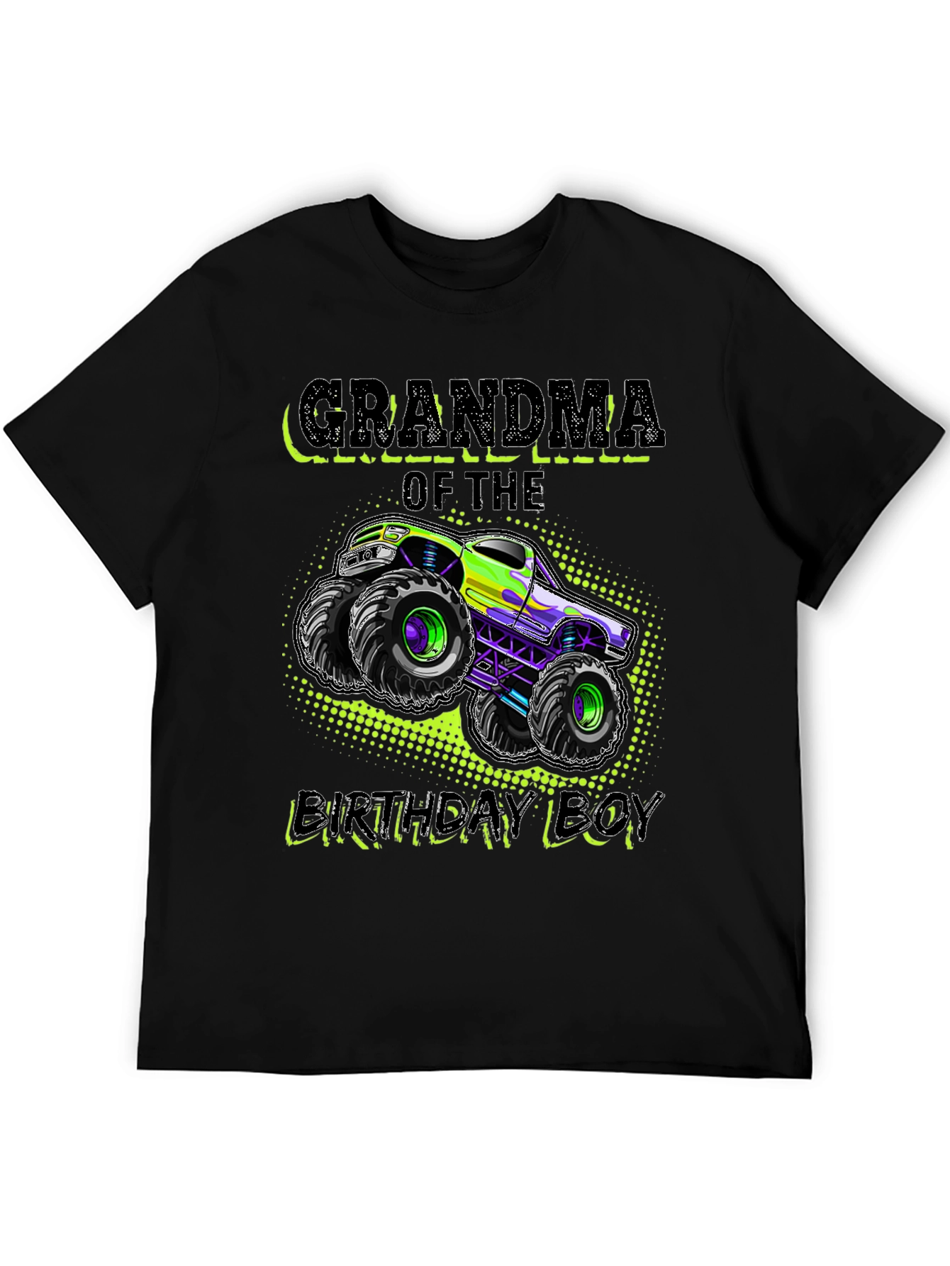 Camiseta Negra Abuela Del Cumpleañero con Monster Truck
