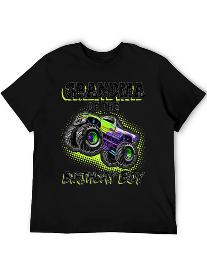 Camiseta Negra Abuela Del Cumpleañero con Monster Truck