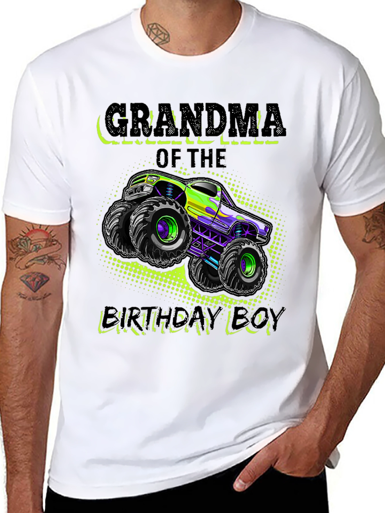 Camiseta Negra Abuela Del Cumpleañero con Monster Truck