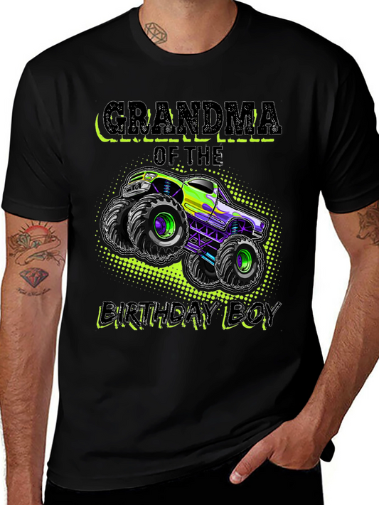 Camiseta Negra Abuela Del Cumpleañero con Monster Truck
