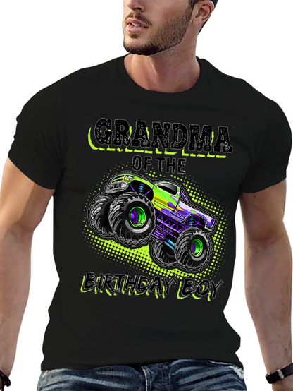 Camiseta Negra Abuela Del Cumpleañero con Monster Truck