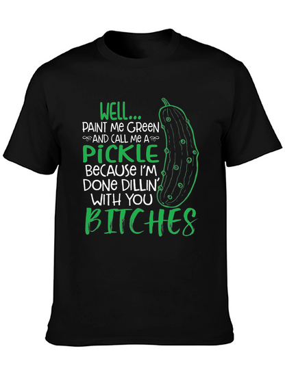 Camiseta Negra con Diseño de Pepinillo Done Dillin