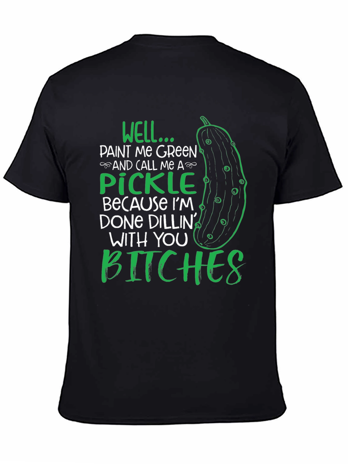 Camiseta Negra con Diseño de Pepinillo Done Dillin