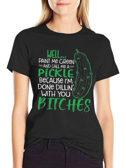Camiseta Negra con Diseño de Pepinillo Done Dillin