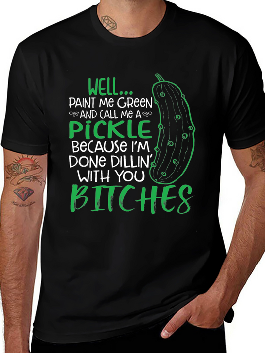 Camiseta Negra con Diseño de Pepinillo Done Dillin