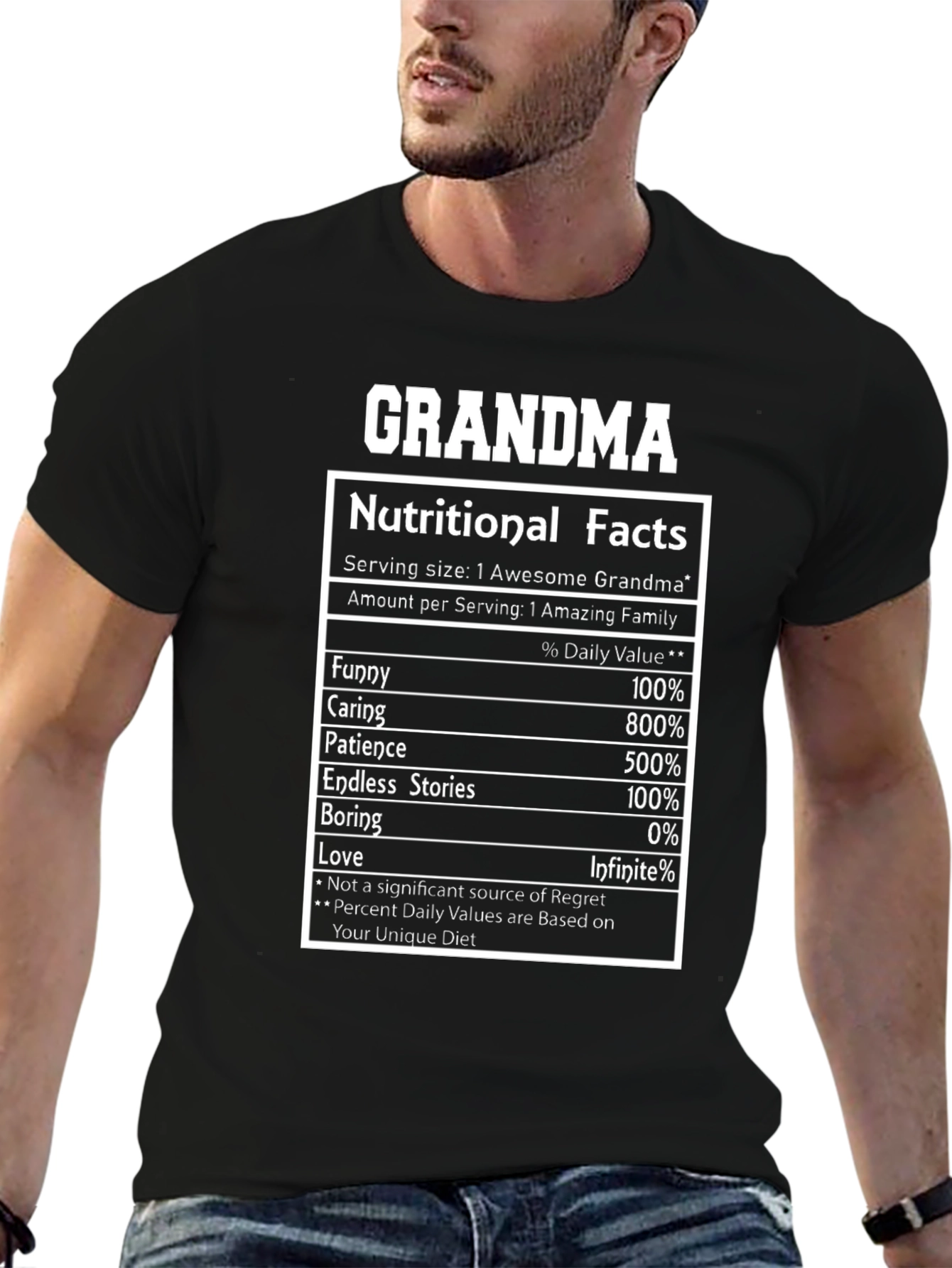 Camiseta Negra Grandma Nutritional Facts