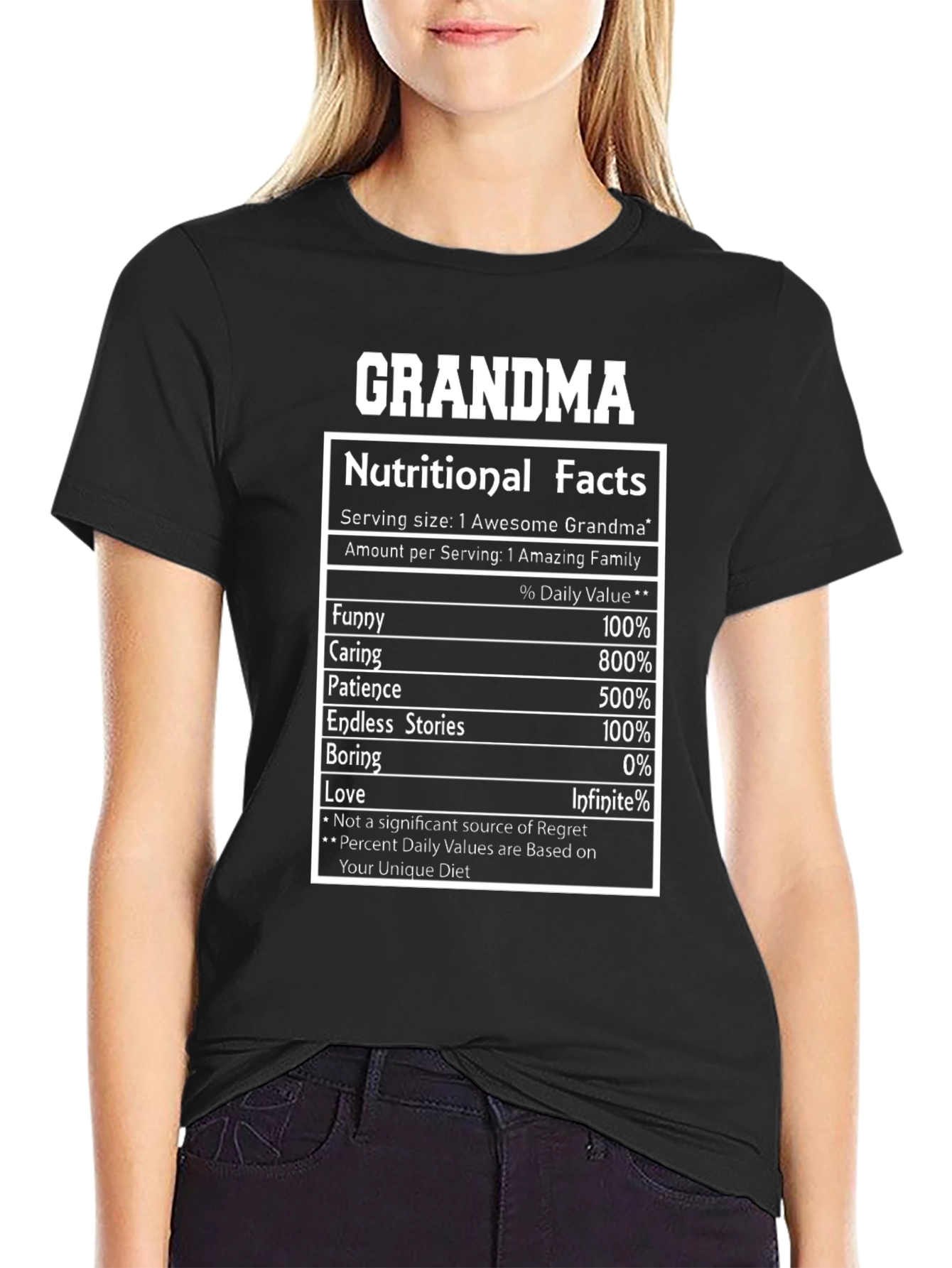 Camiseta Negra Grandma Nutritional Facts