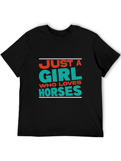 Camiseta Negra Just a Girl Who Loves Horses