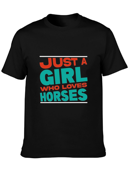 Camiseta Negra Just a Girl Who Loves Horses