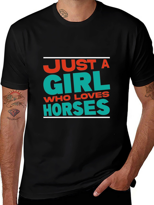 Camiseta Negra Just a Girl Who Loves Horses