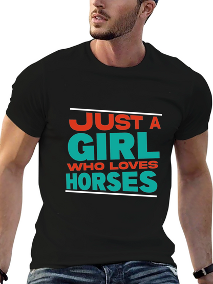 Camiseta Negra Just a Girl Who Loves Horses