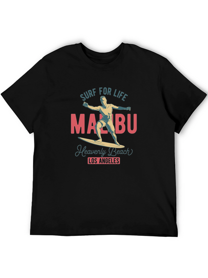 Camiseta Negra Malibu Surf para Hombre