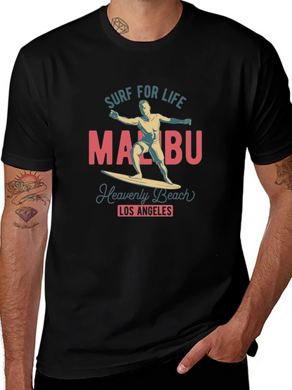 Camiseta Negra Malibu Surf para Hombre