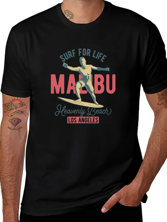 Camiseta Negra Malibu Surf para Hombre