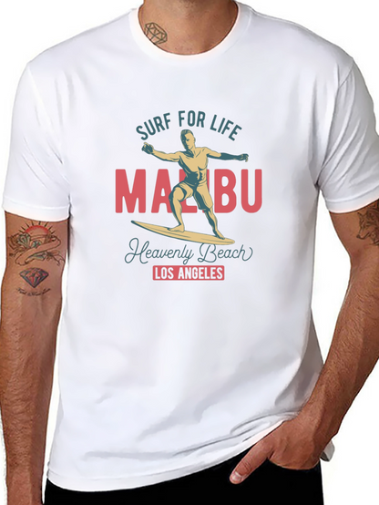 Camiseta Negra Malibu Surf para Hombre