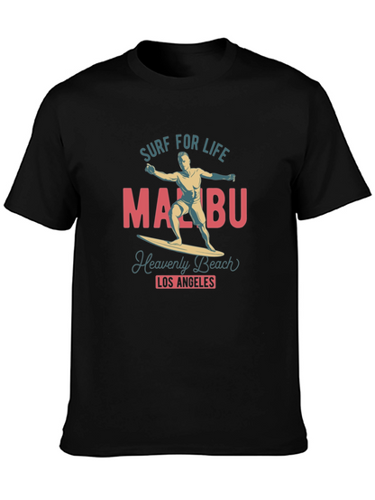 Camiseta Negra Malibu Surf para Hombre