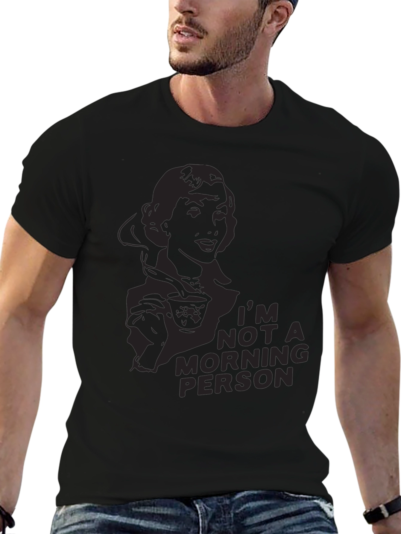Camiseta Negra Gráfica: No Soy Persona Mañanera