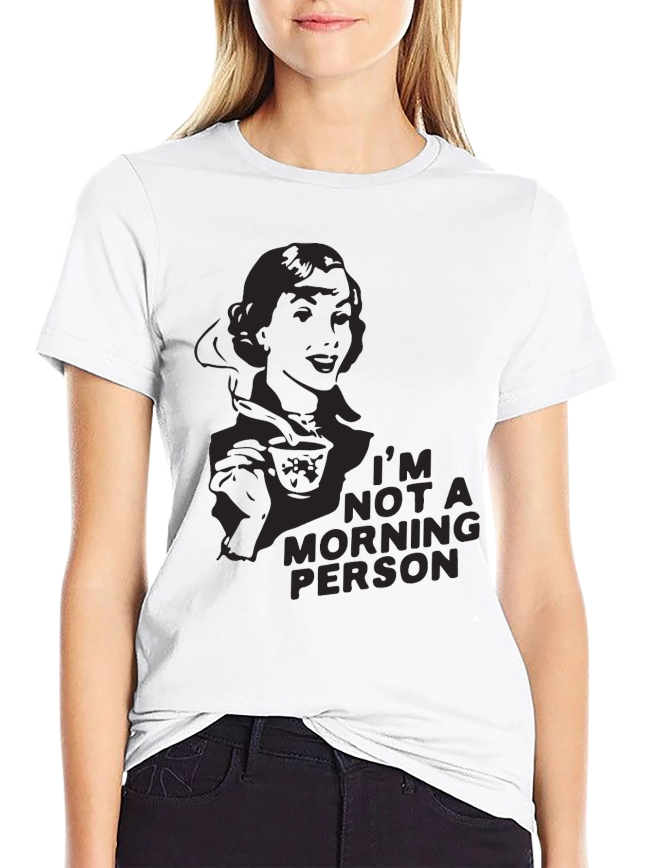 Camiseta Negra Gráfica: No Soy Persona Mañanera