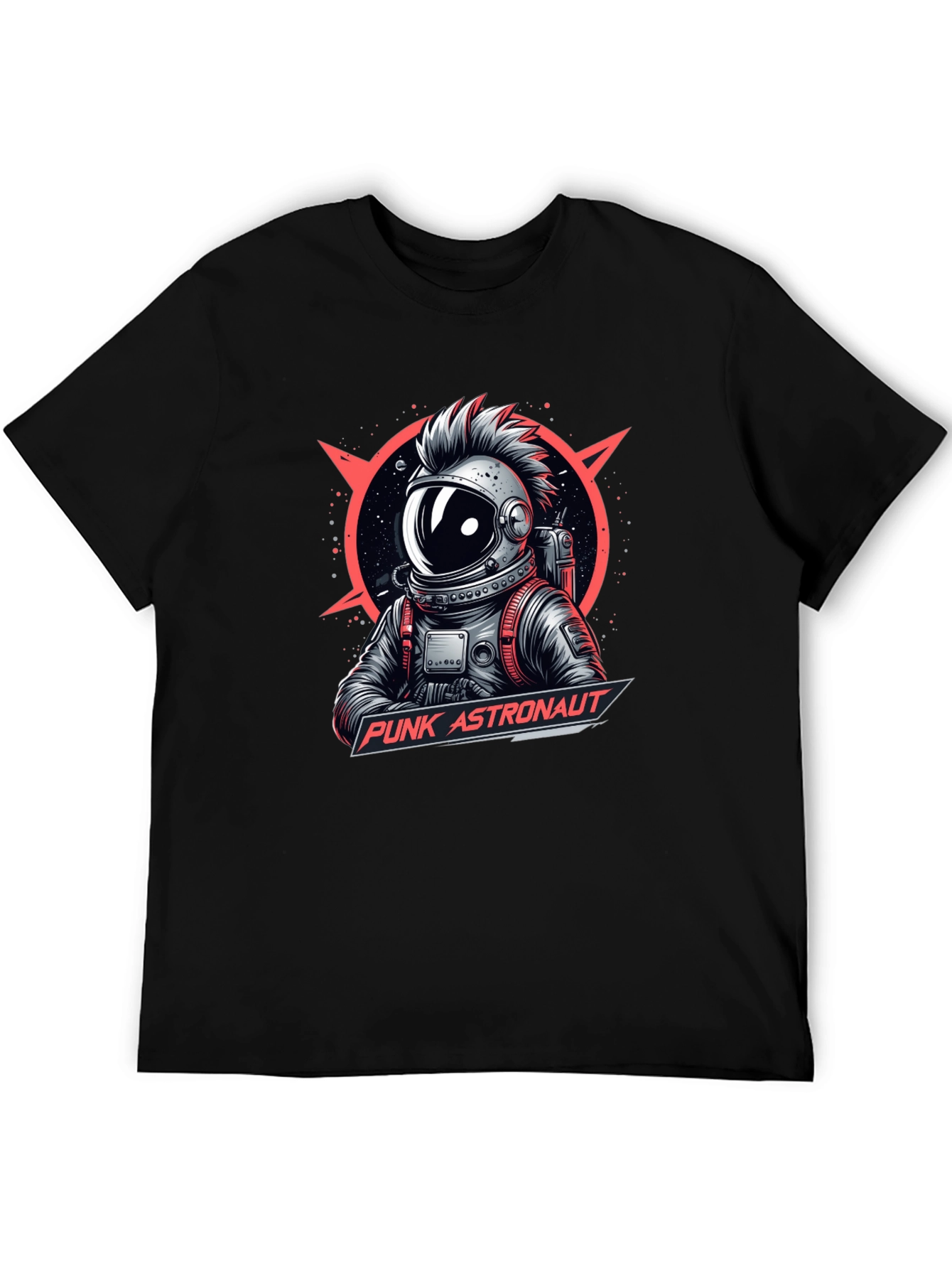Camiseta Negra Punk Astronaut Diseño Gráfico